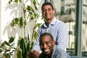 Nnamdi Okike, standing, and Aaron Holiday, co-founders of 645 Ventures