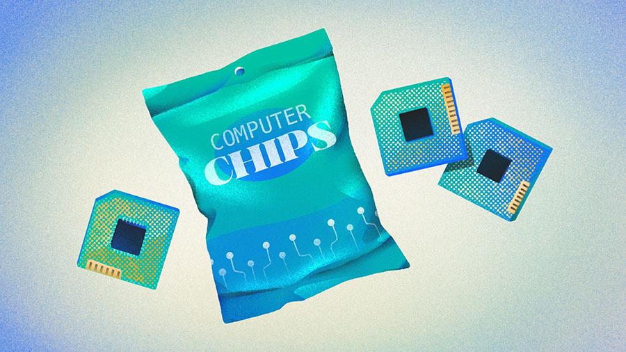 Illustration of a bag of computer chips