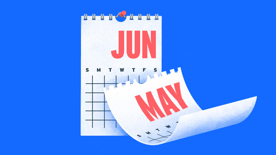 May Calendar page being torn off to make way for Jun. [Dom Guman]