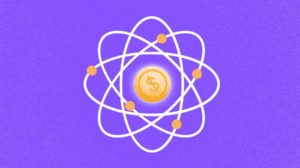 Illustration of atomic symbol with coins.