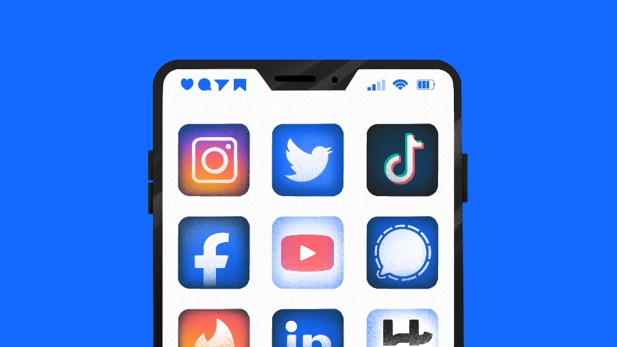 Illustration of Social Media screen on Phone