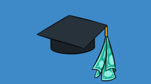 Illustration of graduation cap with money tassel.