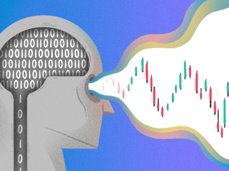 AI - Illustration of head with 1 and 0 code brain/data