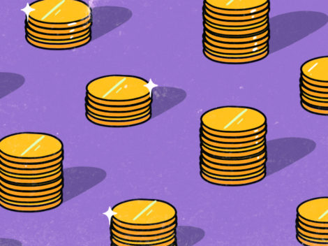 Illustration of piles of gold coins to represent money